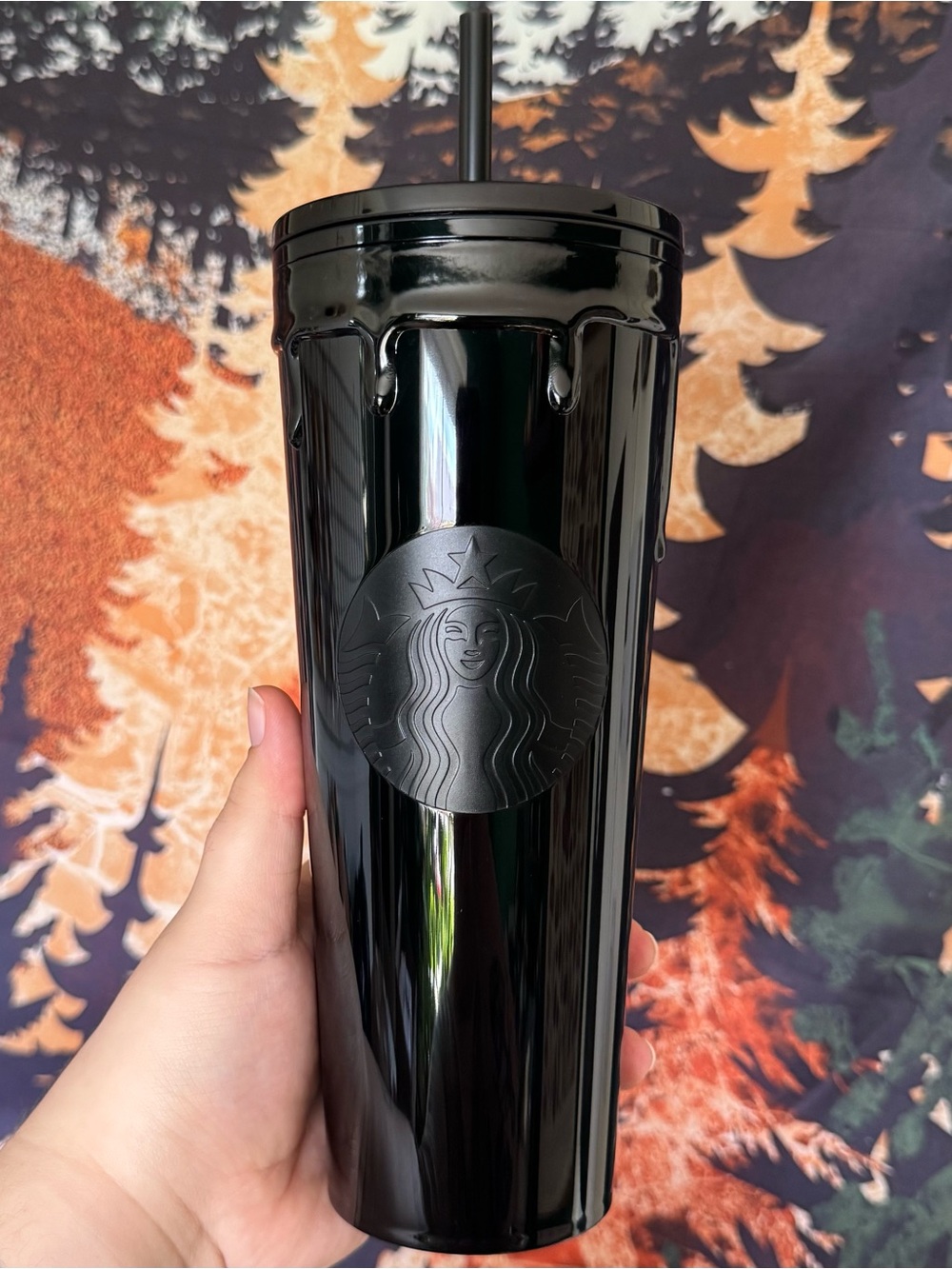 Starbucks Halloween Black Slime Drip Venti 24oz Cold Cup Tumbler